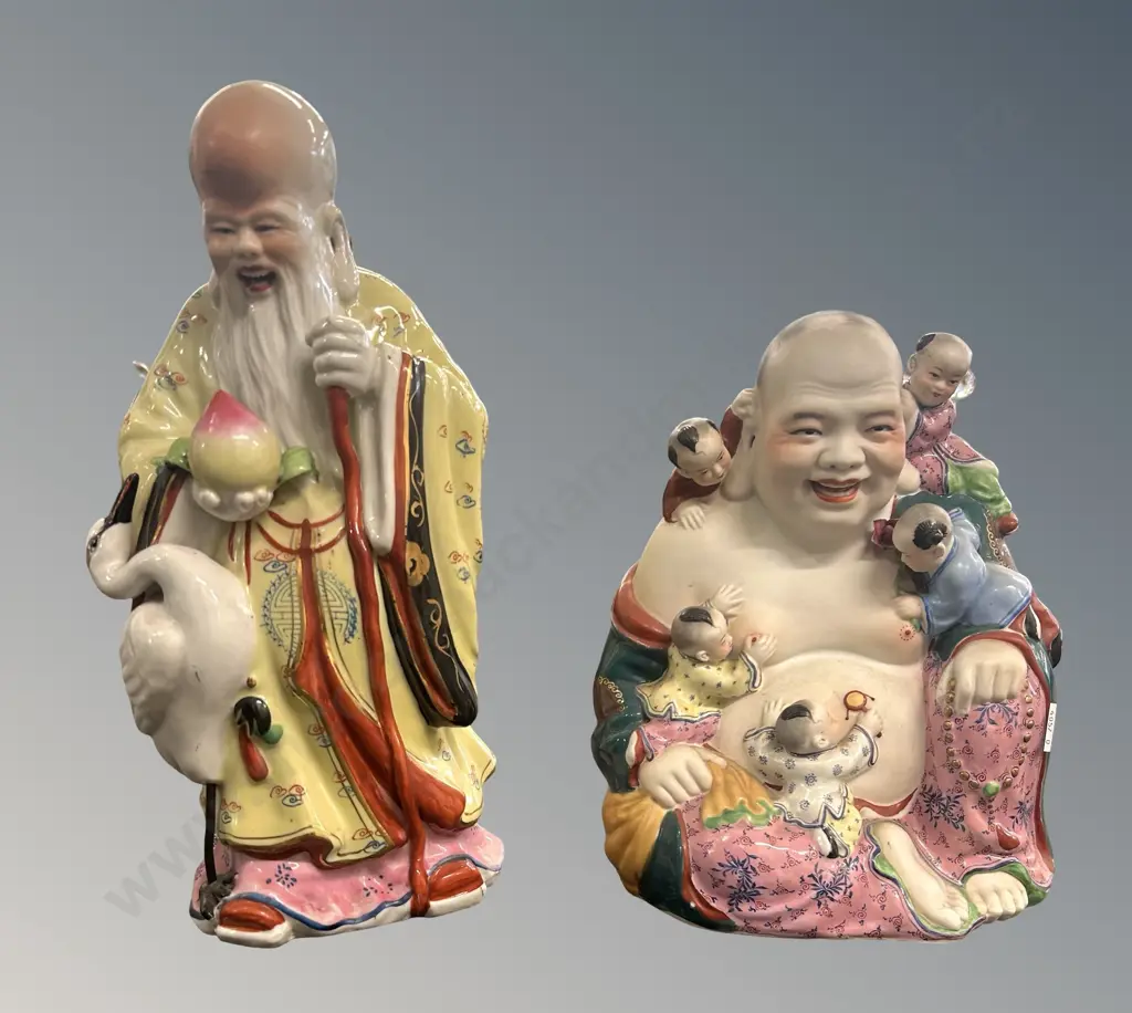 Two Chinese Porcelain Figures depicting Shou Xing, H25,33cm Image 1++