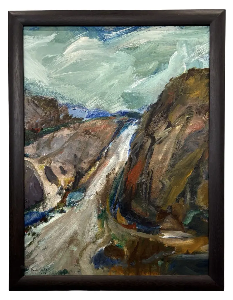 Emily Jackson - Steep Road, Napier-Taupo Highway,1983, oil on board, 700x520mm Image 1++