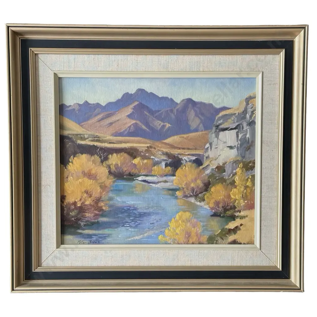 Peter Brown - Motatapu River Wanaka, oil on board, 290x340mm Image 1++