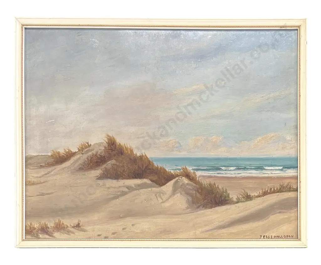 Jesse Hollobon - New Brighton Sand Dunes, oil on board 345x445mm Image 1++
