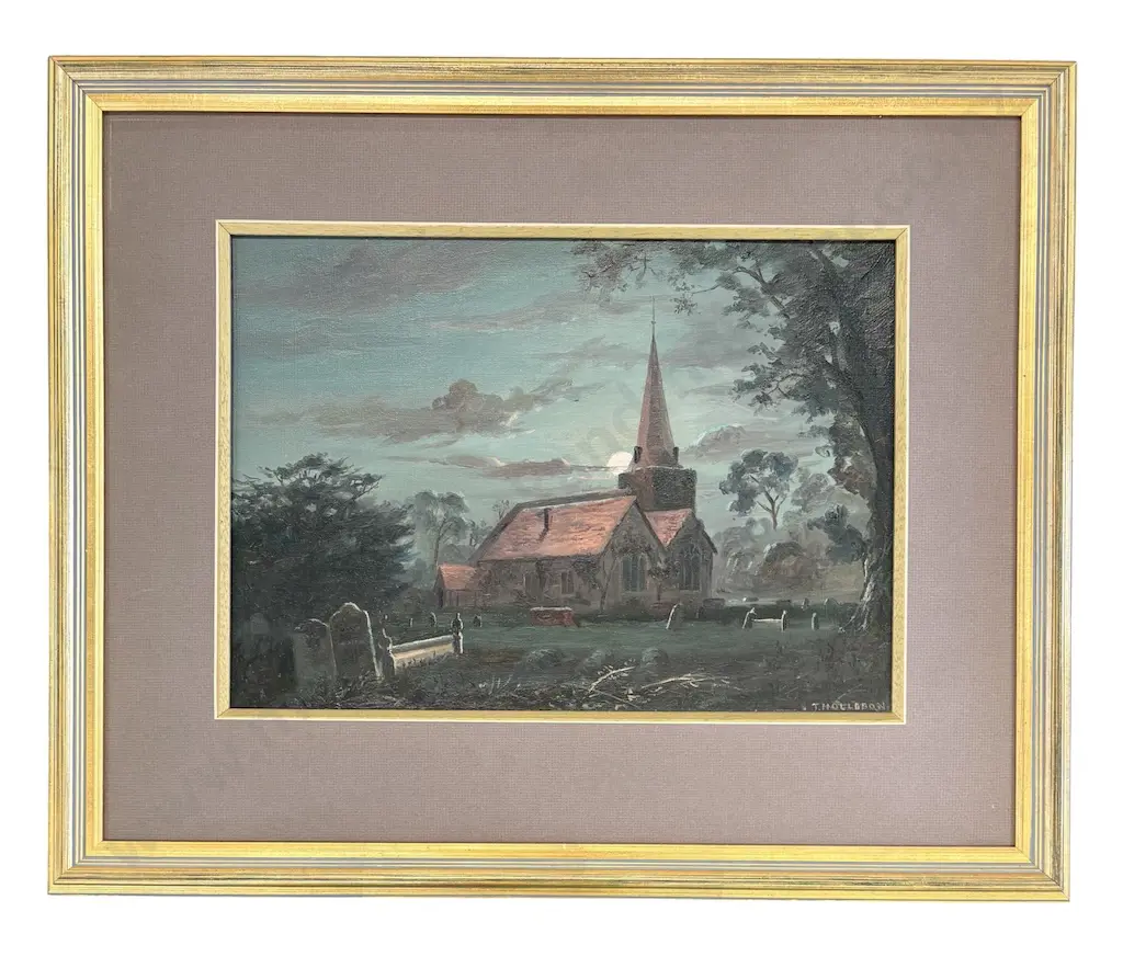 Jesse Hollobon - Church at Night, oil on board, 290x405mm Image 1++