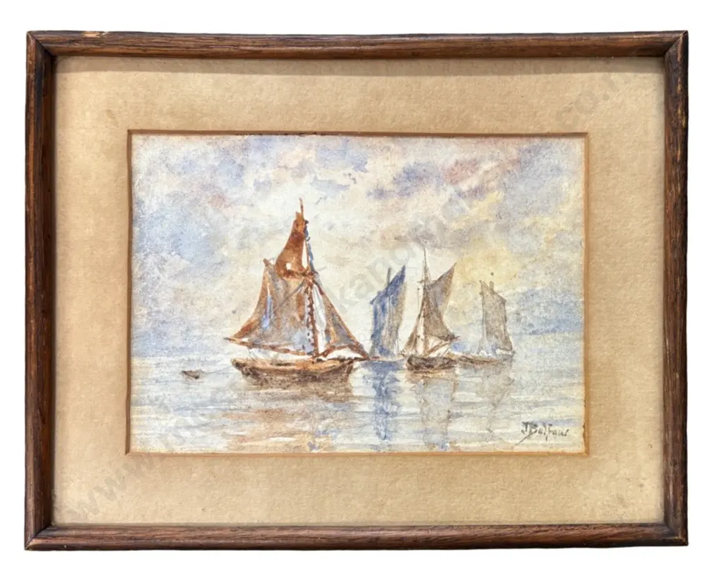 JL Balfour - Tunny Boats, watercolour on paper, 130x190mm Image 1++