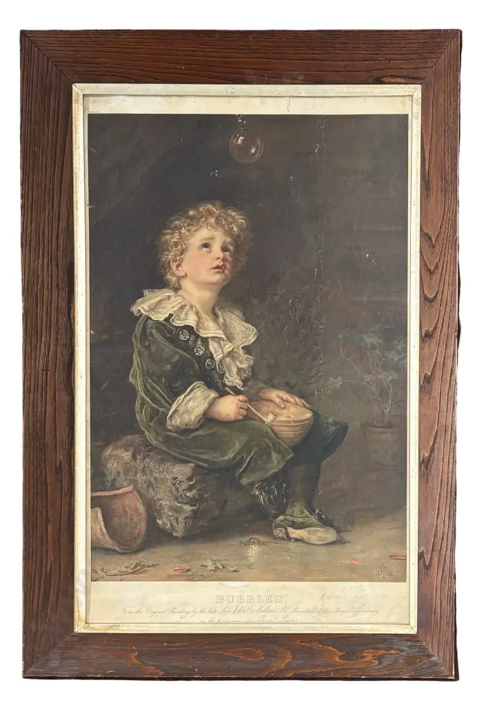 Large Oak Framed Pears Print - Bubbles, 800x500mm Image 1++