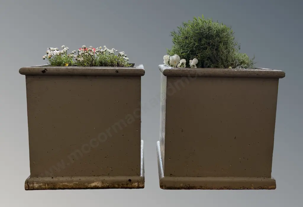 Pair of Urban Paving Concrete Planters, H56xD53xL53cm Image 1++
