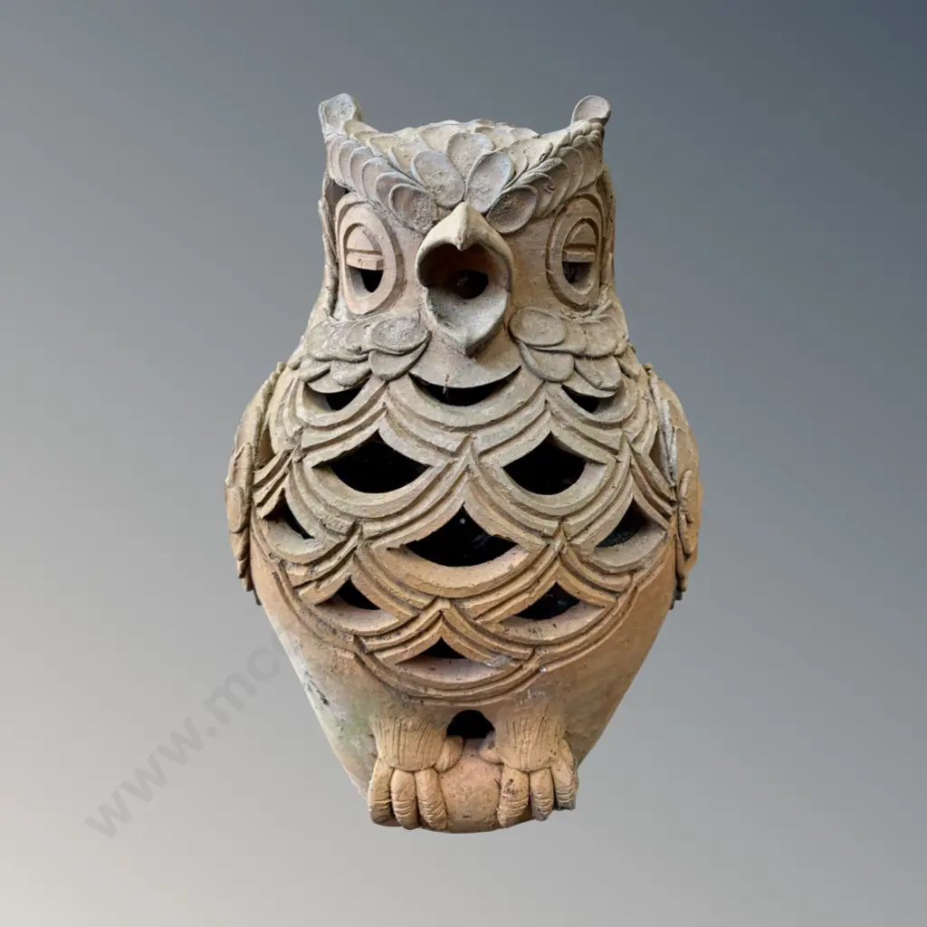 Terracotta Owl Garden Sculpture H33cm Image 1++