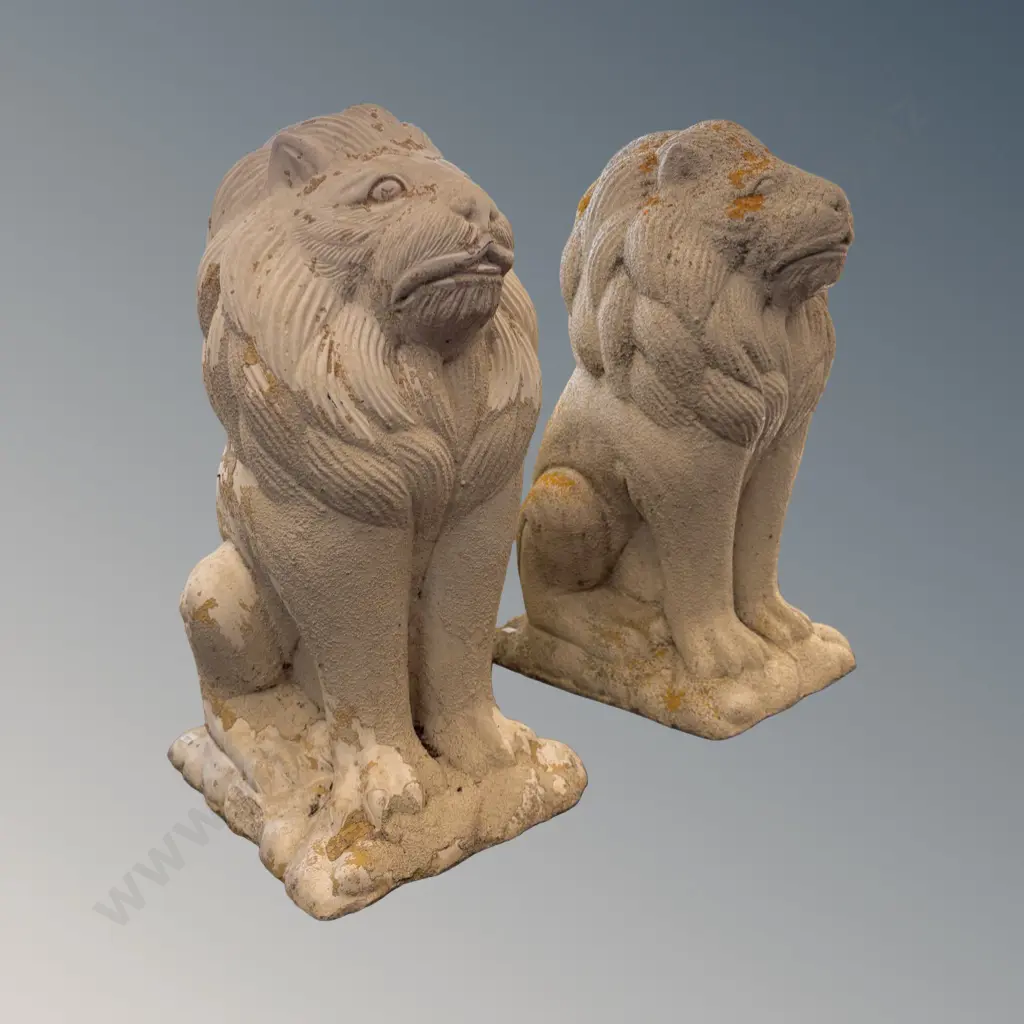 Two Concrete Lions, H60cm Image 1++