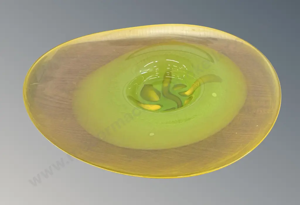 Green Art Glass Bowl, signed Tony Kuepfer, dia47x42cm Image 1++