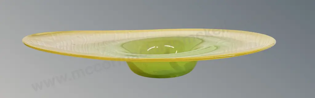 Green Art Glass Bowl, signed Tony Kuepfer, dia47x42cm Image 1++