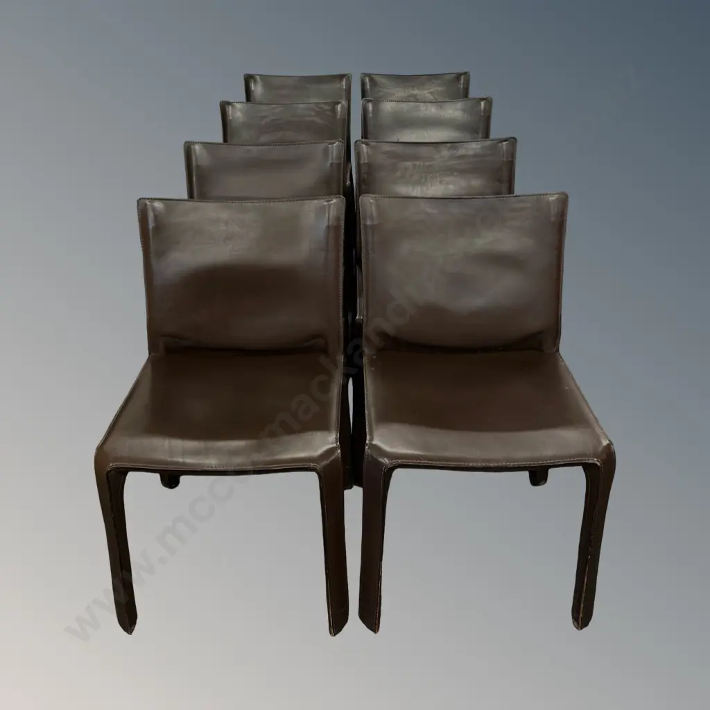 Set of Eight Mario Bellini Dining Chairs in Brown Leather Image 1++
