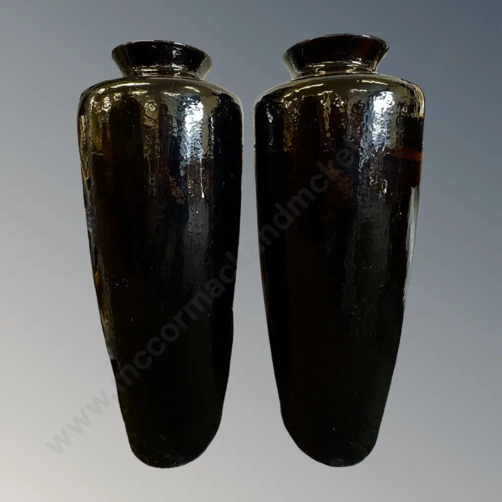 Pair Black Ceramic Garden Pots H96cm Image 1++