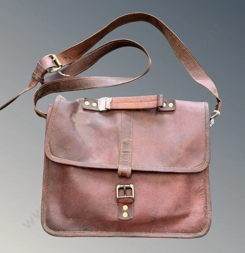Brown Leather Satchel Image 1++