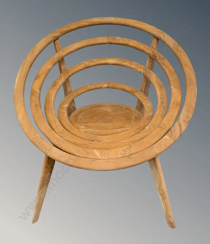  Teak Circular Ring Armchair, H87xL90xD80cm Image 1++