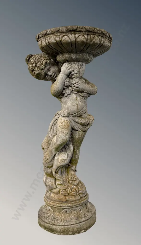 Stone Cherub Bird Feeder, H63cm Image 1++