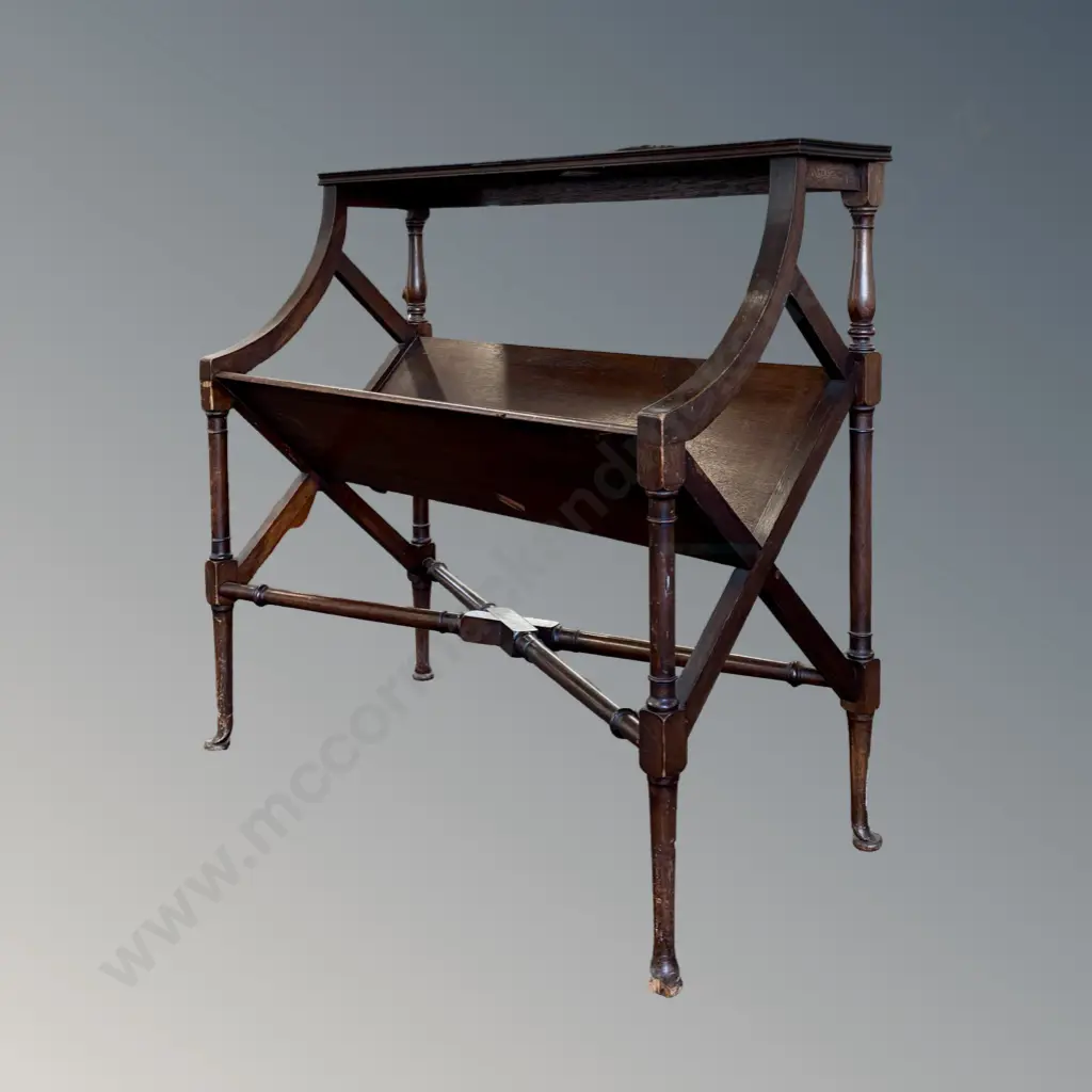 Mahogany Bookstand on Cross Base H84xW90xD40cma Image 1++
