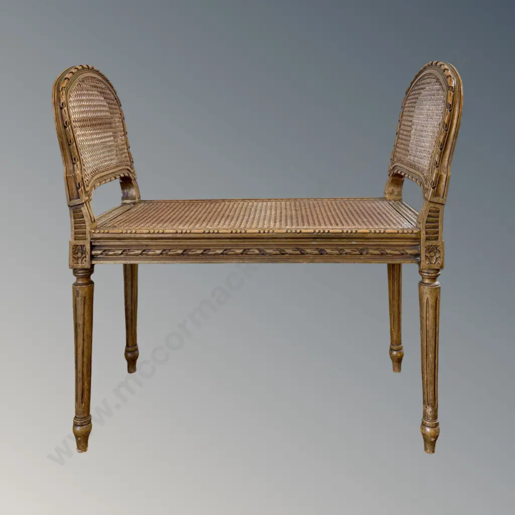 Gilded Cane Reeded Vanity Bench W78cm Image 1++