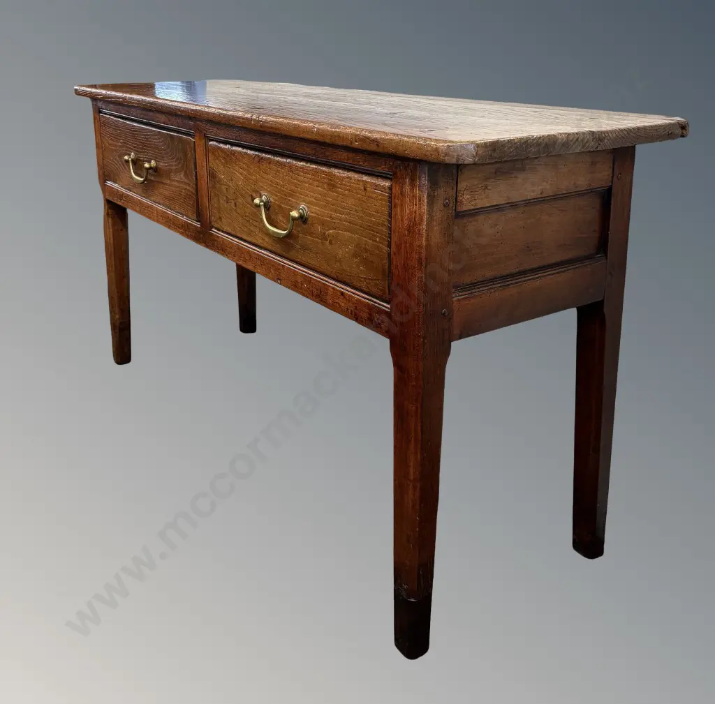 Oak 2 Drawer Sofa Table with Panel Back and Sides, L144xH76xD47cm Image 1++
