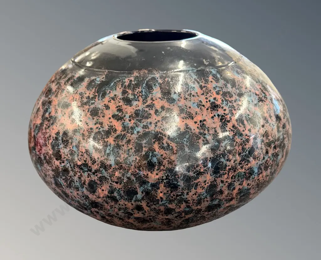 Large Pottery Squat Vase, signed Peter Collis 1992, H23xdia35cm Image 1++