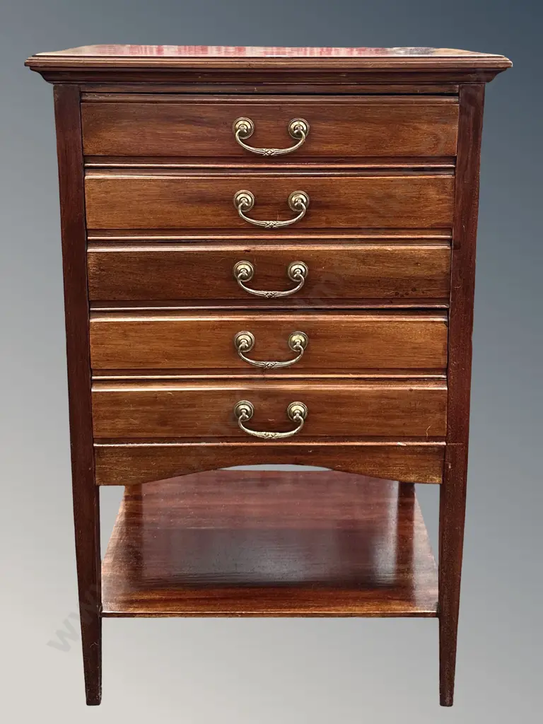 Mahogany Music Cabinet with Brass Handles H84xW52.5xD37.5cm Image 1++