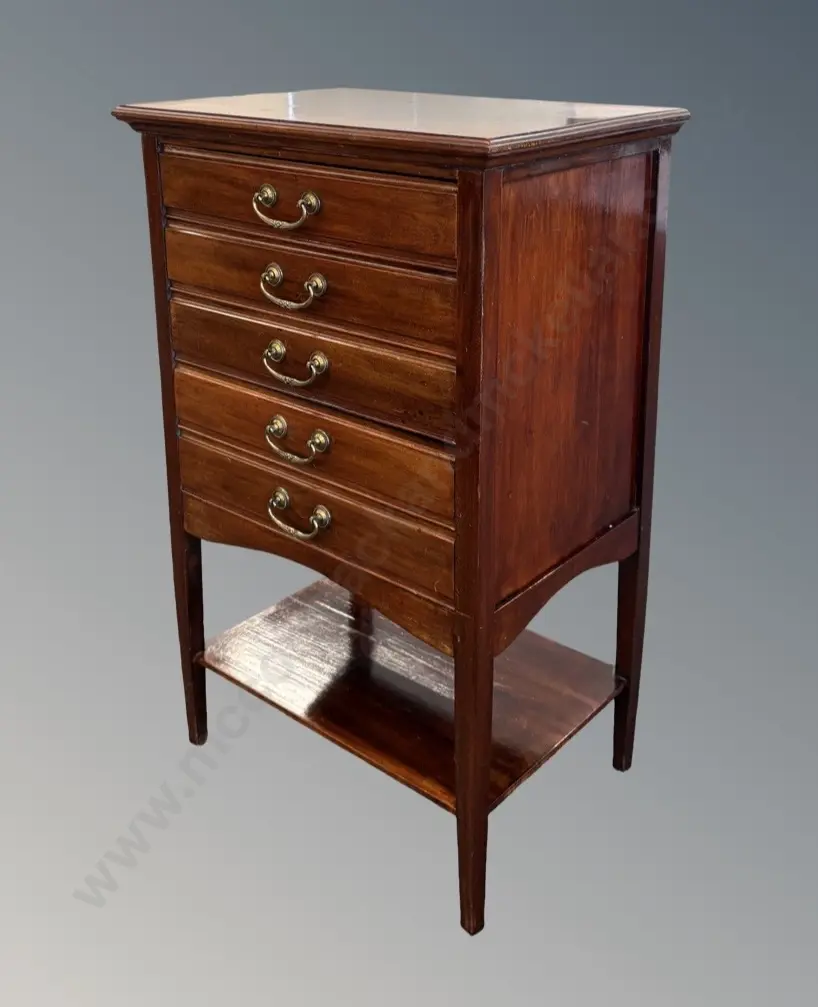 Mahogany Music Cabinet with Brass Handles H84xW52.5xD37.5cm Image 1++