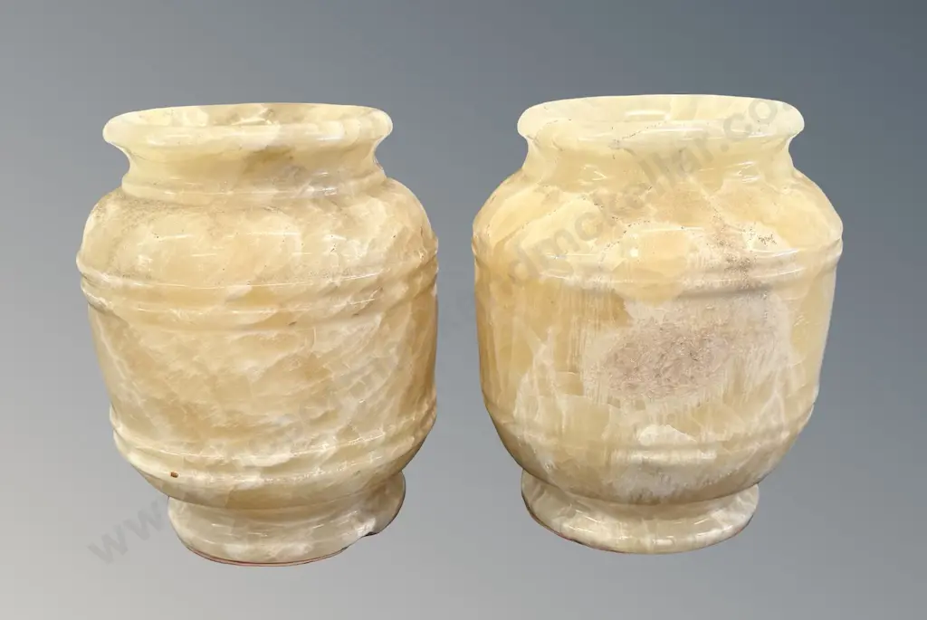 Pair of Soapstone Pots, H18xDia15cm Image 1++