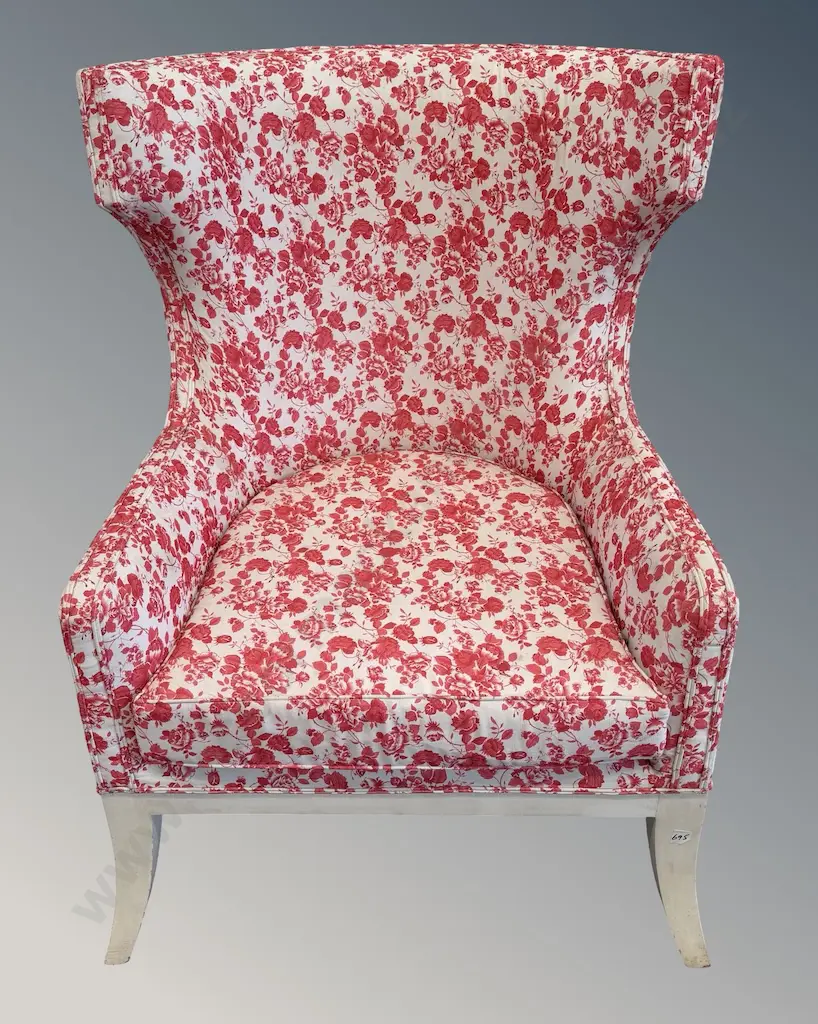 French Inspired Upholstered Wing Chair, H106xD80xL77cm Image 1++