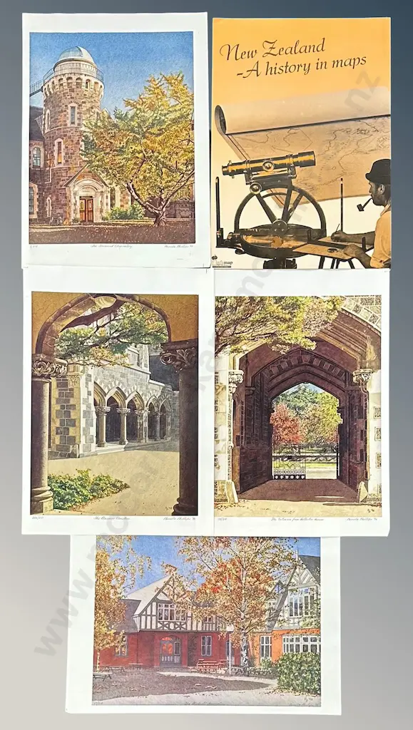 Folio of New Zealand - A History in Maps and 4 Ltd Ed. Pamela Phillipe Prints of Historic Sites - Christchurch Image 1++