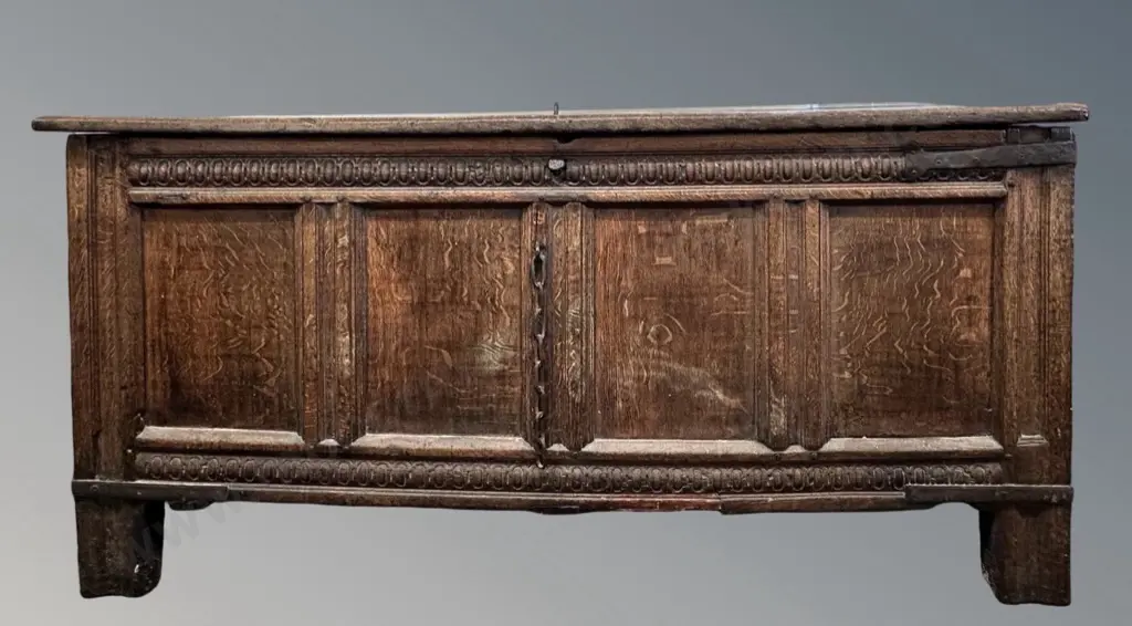 Georgian Oak Four Paneled Coffer H86xL180xD67cm Image 1++
