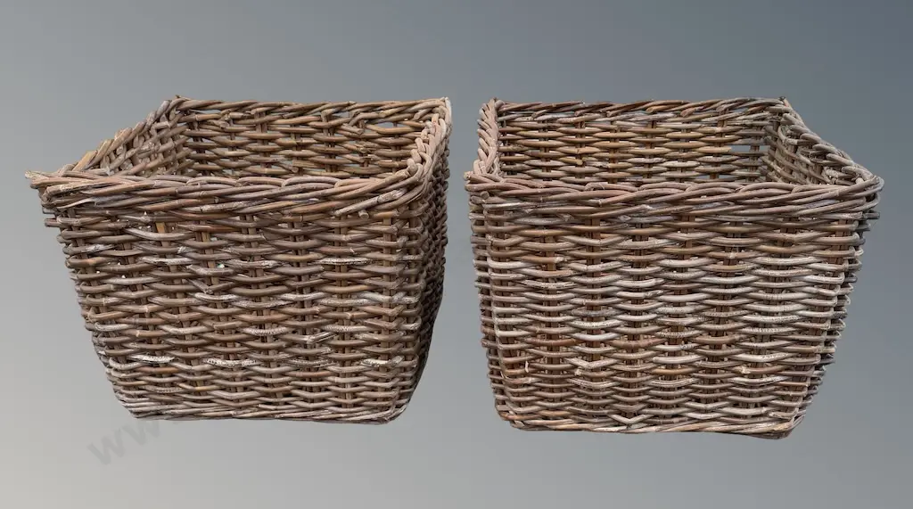 Pair of Square Wicker Baskets, H35xL44cm Image 1++