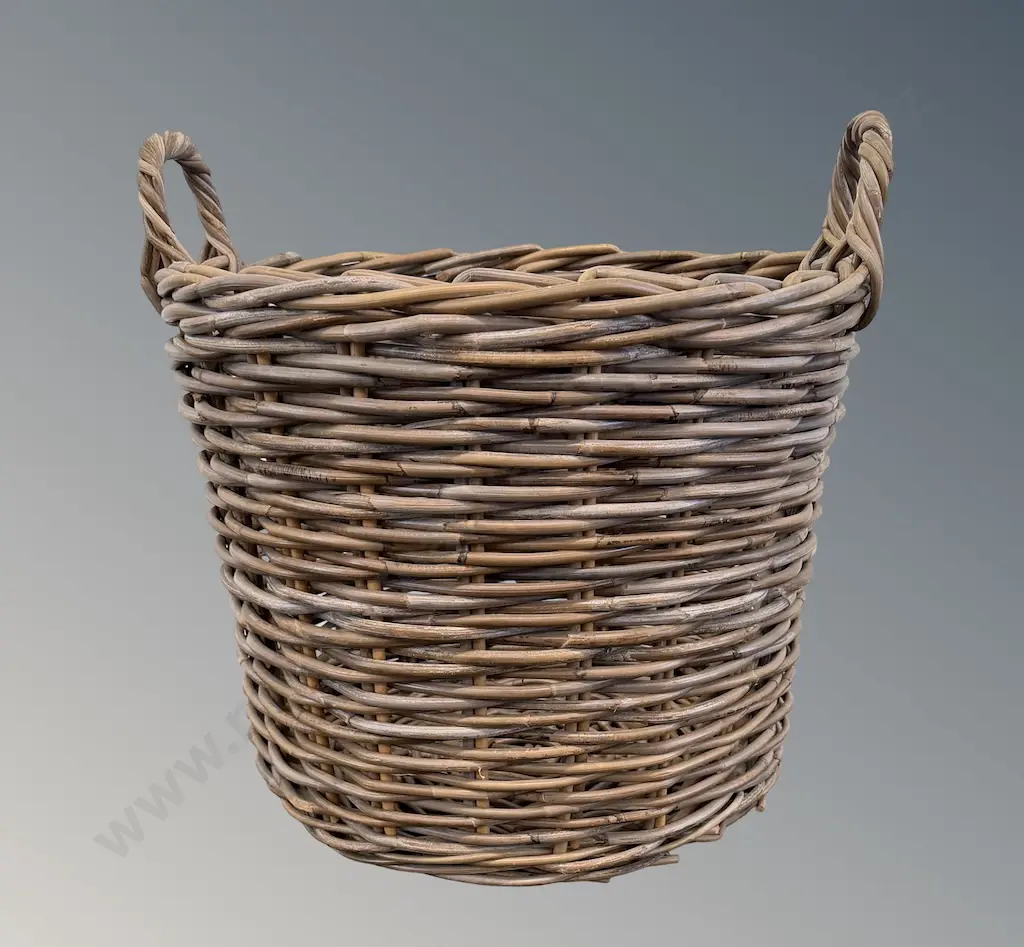 Heavy Wicker Two Handled Wood Basket, H51xDia50cm Image 1++