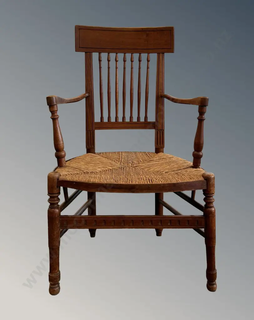 Elm Spindle Back Chair with Rush Seat Image 1++