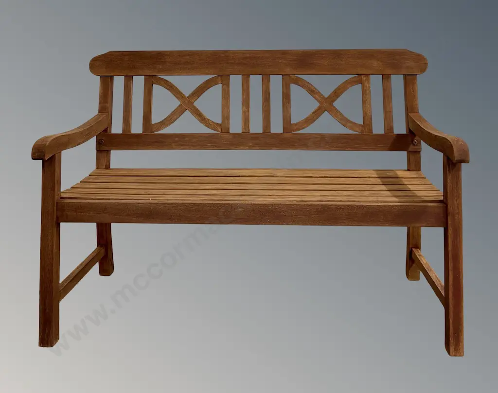 Teak Wooden Slatted Garden Seat, L130xD60xH89cm Image 1++