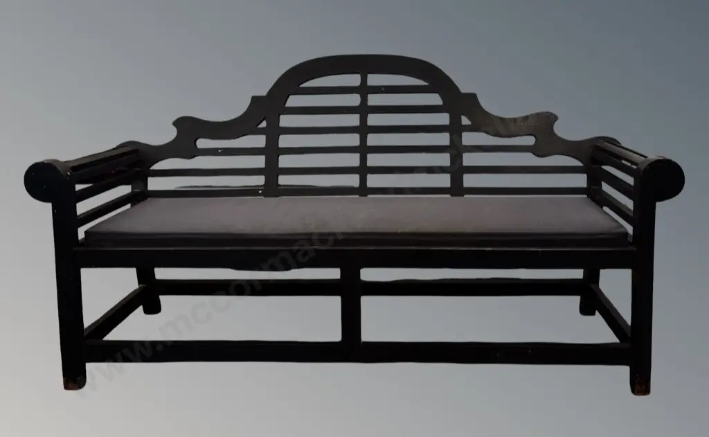 Wooden Cape Cod Style Garden Bench Seat with Upholstered Cushion L198cm Image 1++
