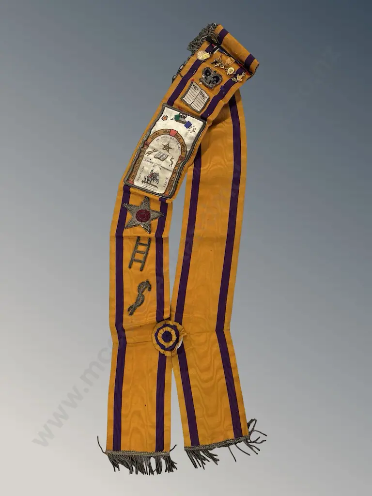 Loyal Orange Lodge Ceremonial Sash, L95cm and medals Image 1++