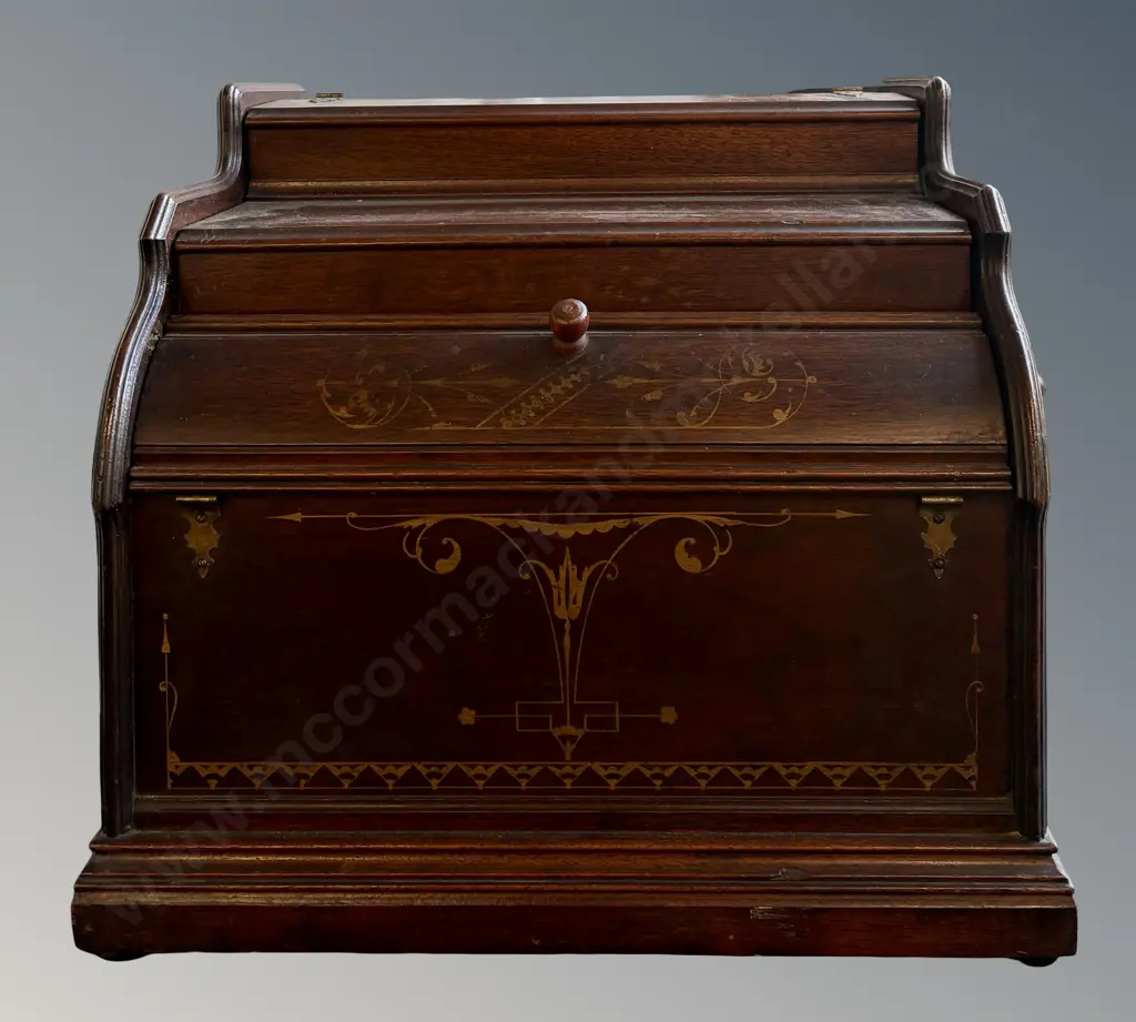 Charles Begg & Co Mahogany and Gilt Wind Up Music Box Image 1++