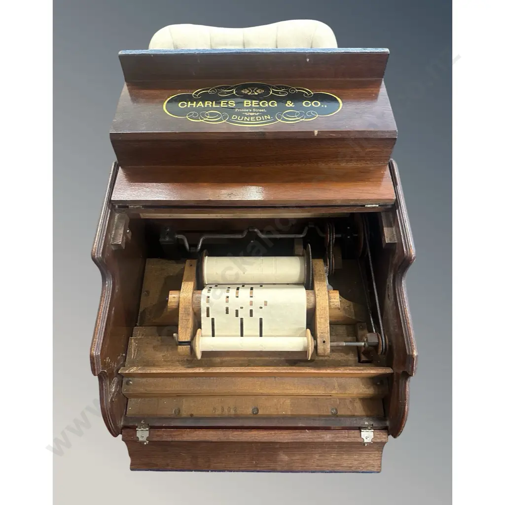 Charles Begg & Co Mahogany and Gilt Wind Up Music Box Image 1++