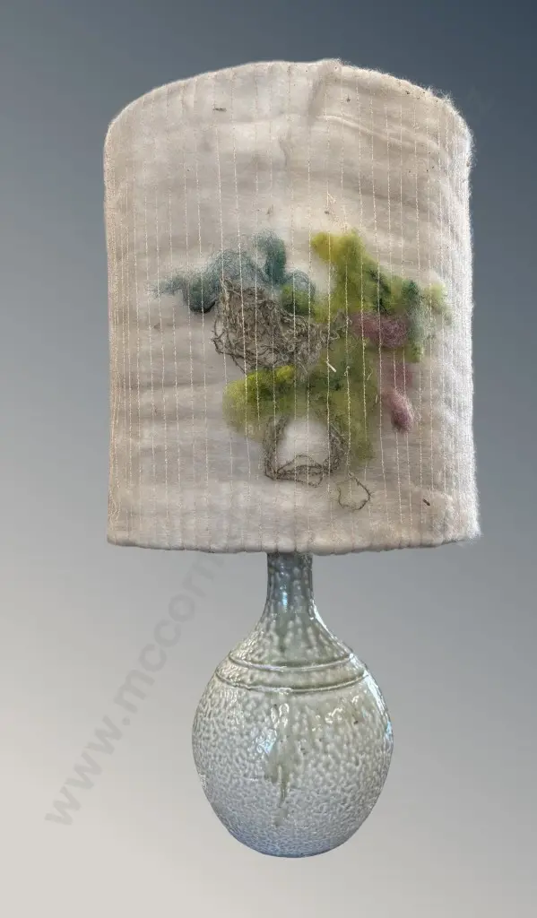 Ngaire van Grondelle Green Salt Glaze Lamp Base with Handspun Shade H60cm Image 1++