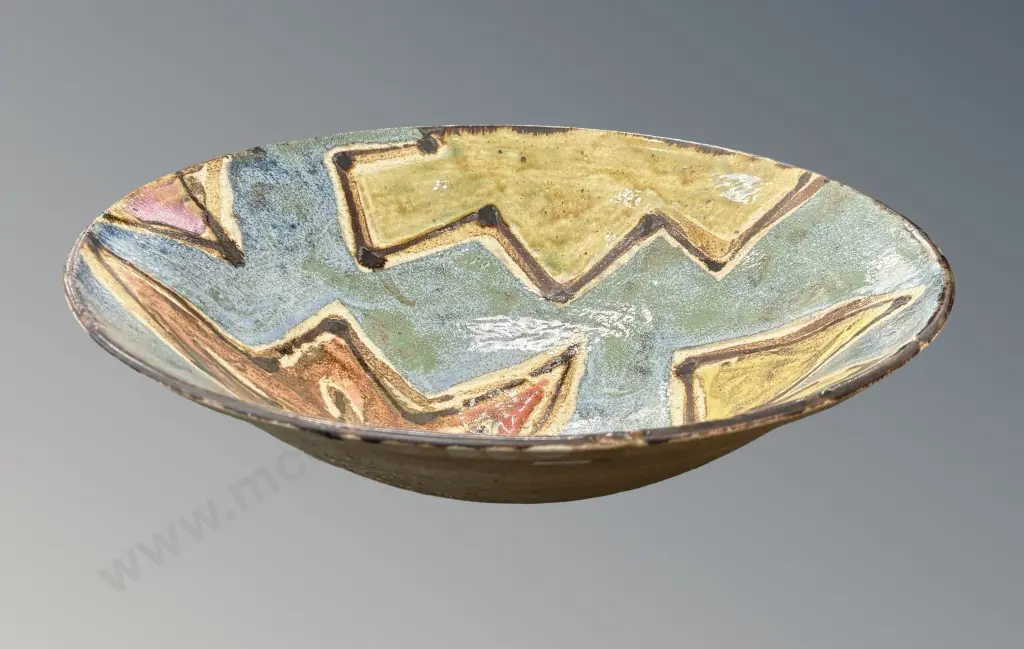 Mark Lander NZ Pottery Bowl 'Staircase with Lamp' Dia44cm Image 1++
