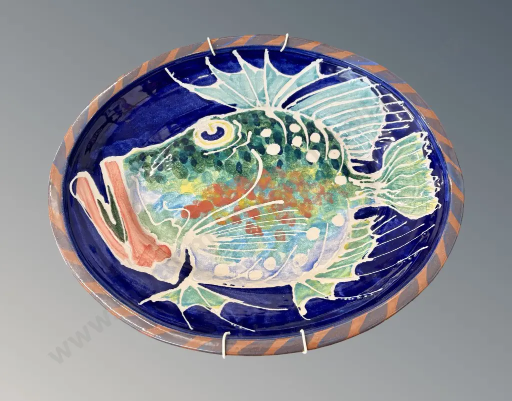 Estuary Arts, Golden Bay NZ Pottery Platter with Fish Dish, L44xW35cm Image 1++