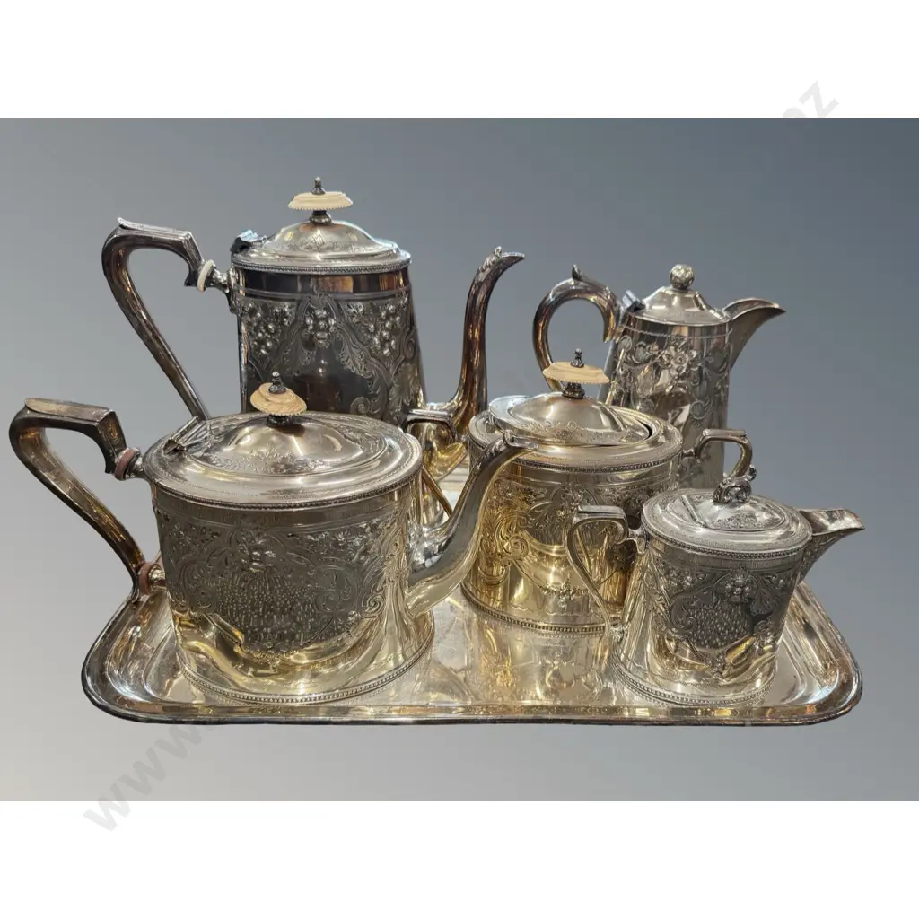 Silver Teaset and Tray, Teapot, Coffee Pot, Creamer Sugar etc Image 1++
