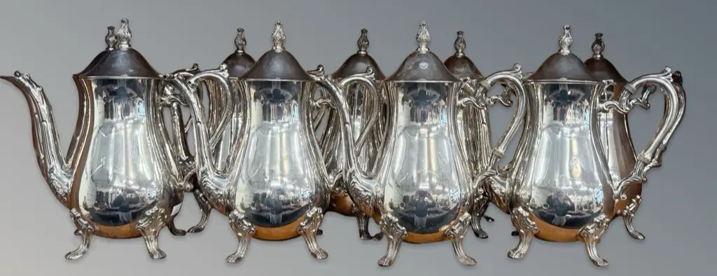 Selection of Silver Plate Coffee Pots Image 1++