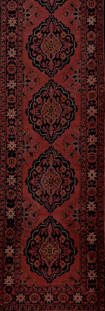 Persian Hand Knotted Afghanistan Runner - Red, Ochre and Black Tones 370x78cm Image 1++