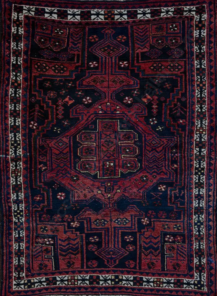 Persian Rug - Deep Red and Navy Tones, 211x156cm Image 1++