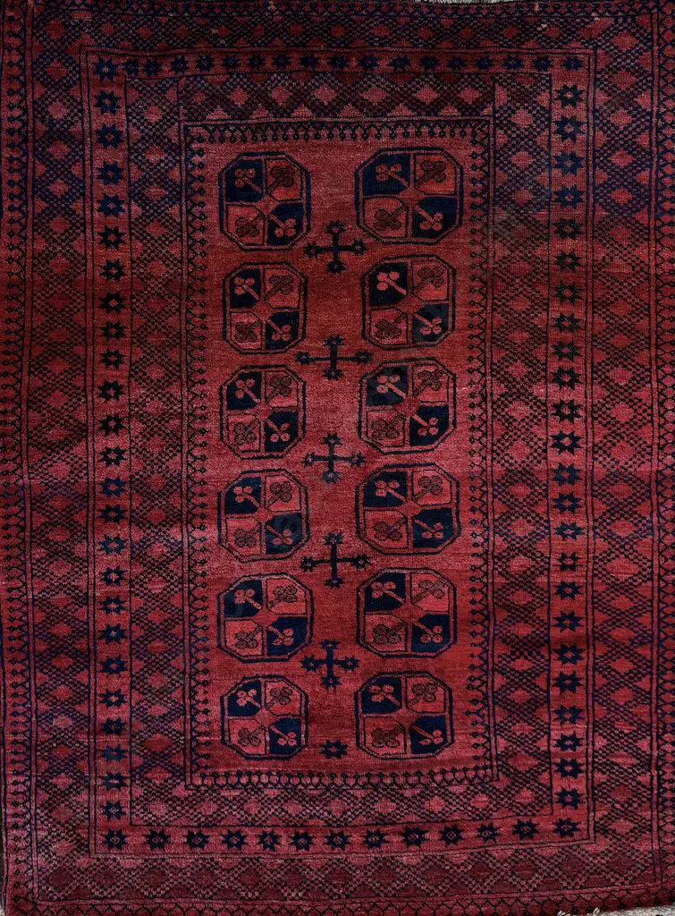 Turkoman Afghan Village Bokhara Weaving – Red and Black Tones 219x164cm Image 1++