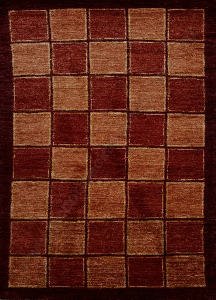 Gabbeh Rug, Afghan Contemporary Weaving – Terracotta, Tan and Burgundy Tones 193x142cm Image 1++