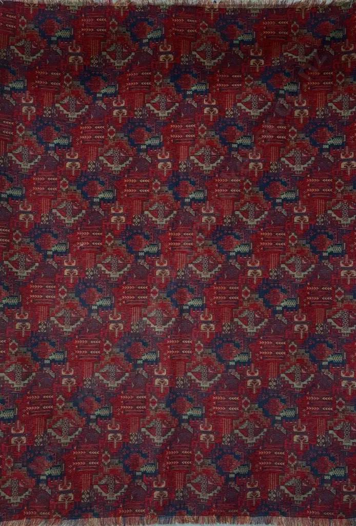 Silk Weave Wall Hanging/Throw Rug - Red, Green and Blue Tones 195x140cm Image 1++