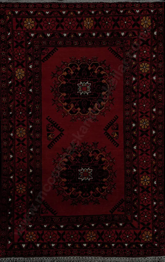 Afghan Rug - Navy, Red and Gold Tones, 152x99cm Image 1++