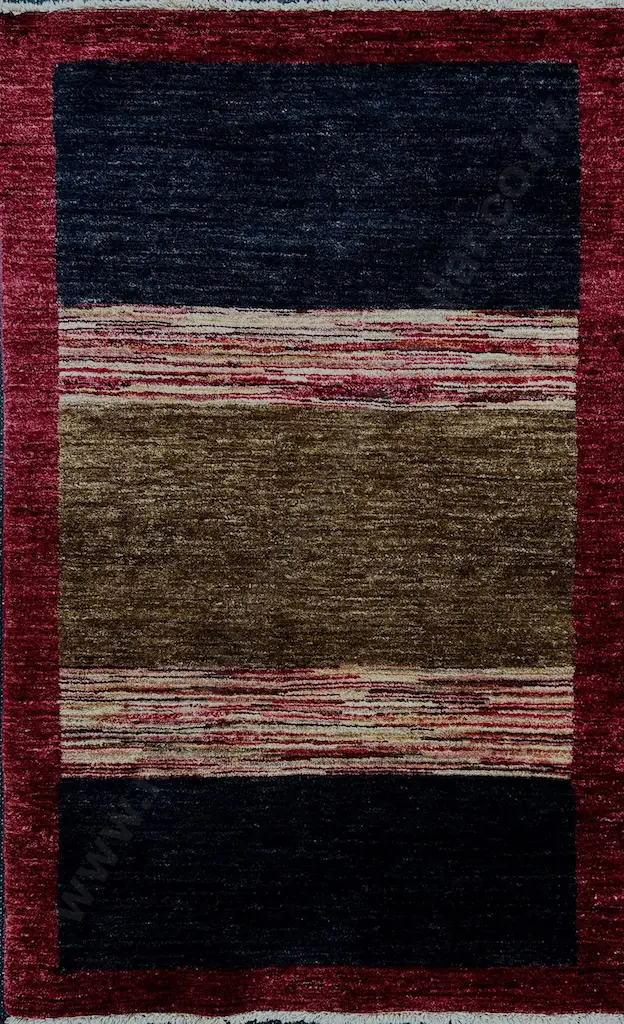 Gabbeh Rug, Afghan Contemporary Weaving – Black, Brown, Tan and Burgundy Tones 156x100cm Image 1++