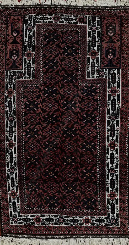 Persian Prayer Rug - Brown, Red and Blue/Purple Tones  150x91cm Image 1++