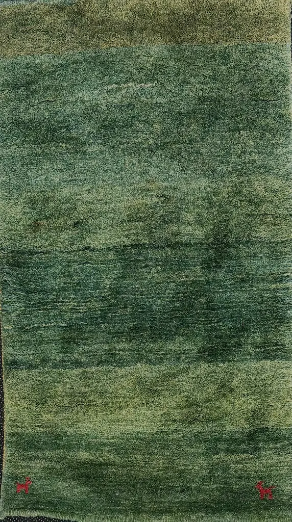 Nomadic Gabbeh Persian Rug, Nomad Weave – Green Tones 135x91cm Image 1++