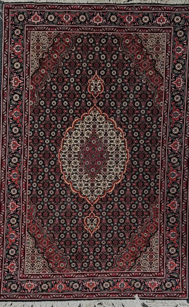Persian Silk Rug - Pink, Blue and Cream Tones 156x100cm Image 1++